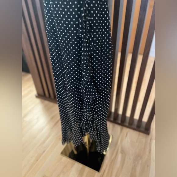 Milly Polka-Dot Ruffle Silk Maxi Dress Size 8 - Picture 9 of 10